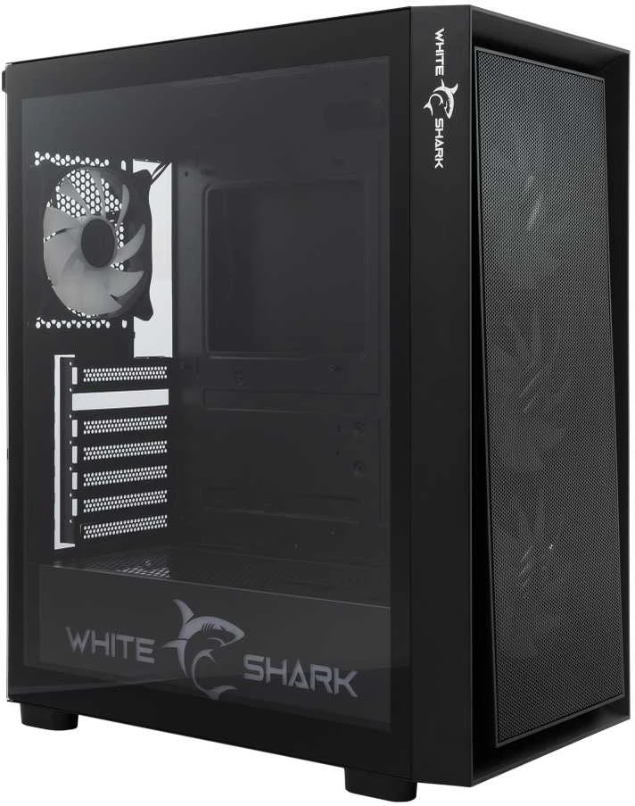 White Shark Baltas Shark GCC-2401 Warhead-3 Juodas 4 Fans 12cm RGB