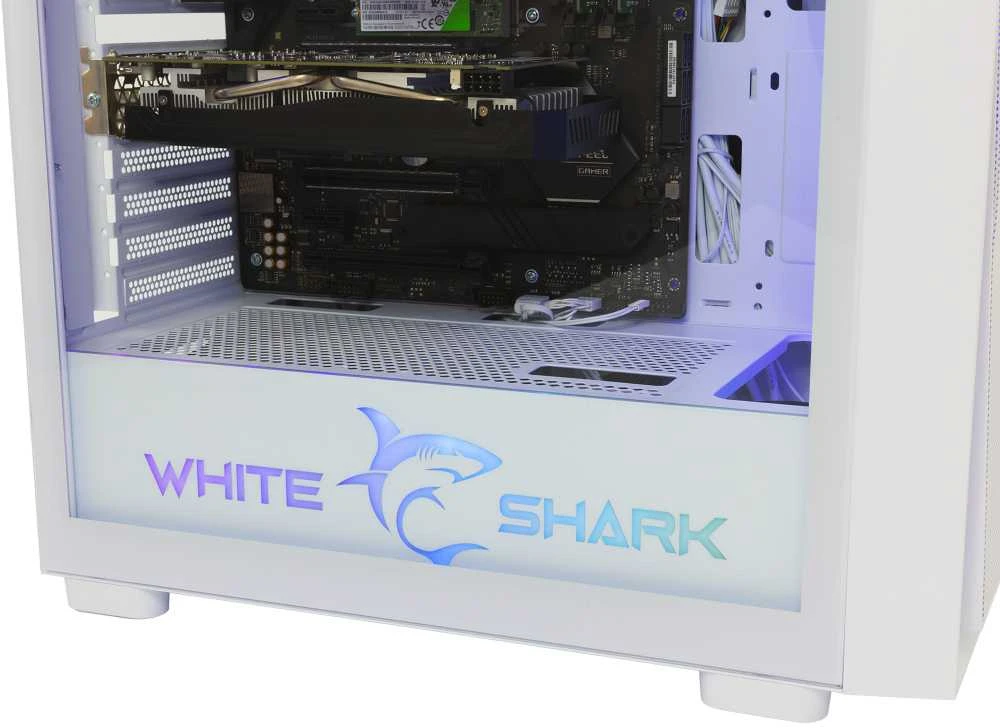 White Shark Baltas Shark GCC-2401 Warhead-3 Baltas 4 ventiliatoriai 12cm RGB