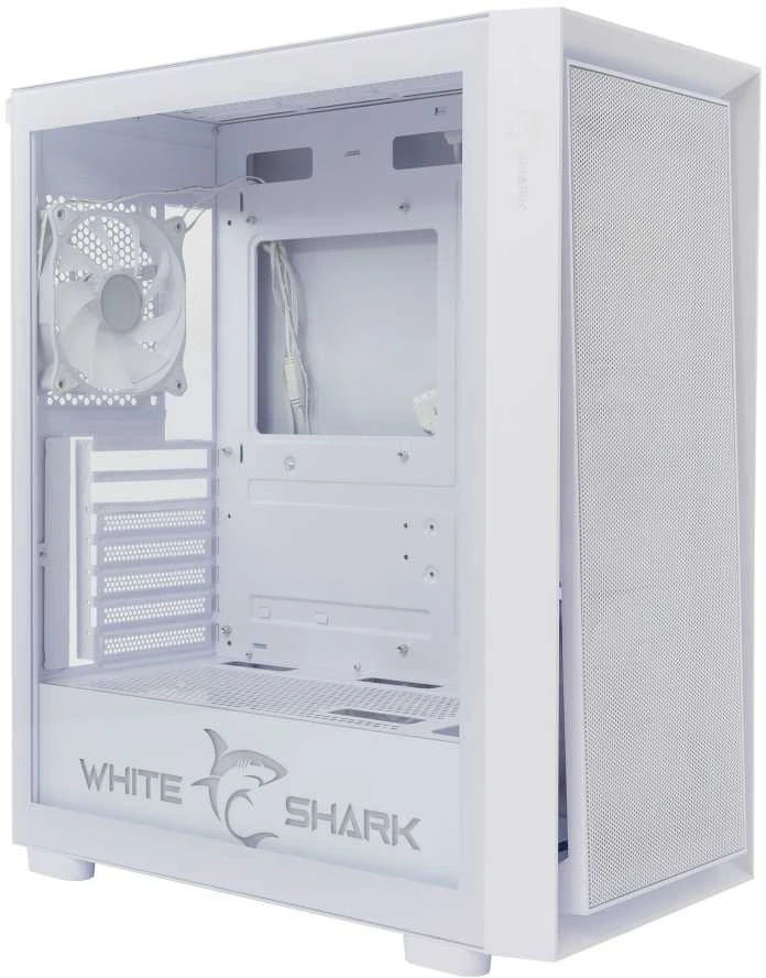 White Shark Baltas Shark GCC-2401 Warhead-3 Baltas 4 ventiliatoriai 12cm RGB