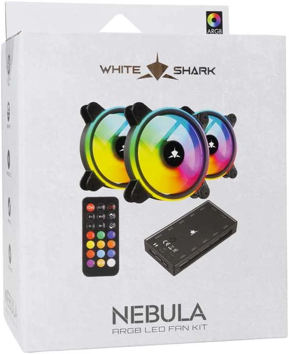 White Shark Baltas Shark Baltas Shark NEBULA-2, ARGB fan kit, Juodas (GCF-S028-004)