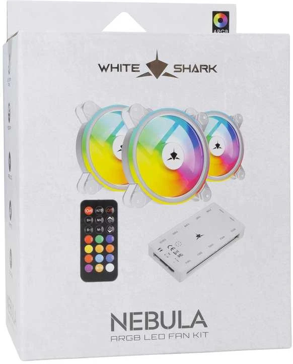 White Shark „Baltas Shark Baltas Shark NEBULA-2“, ARGB ventiliatoriaus komplektas, „Baltas“ (GCF-S028-004)
