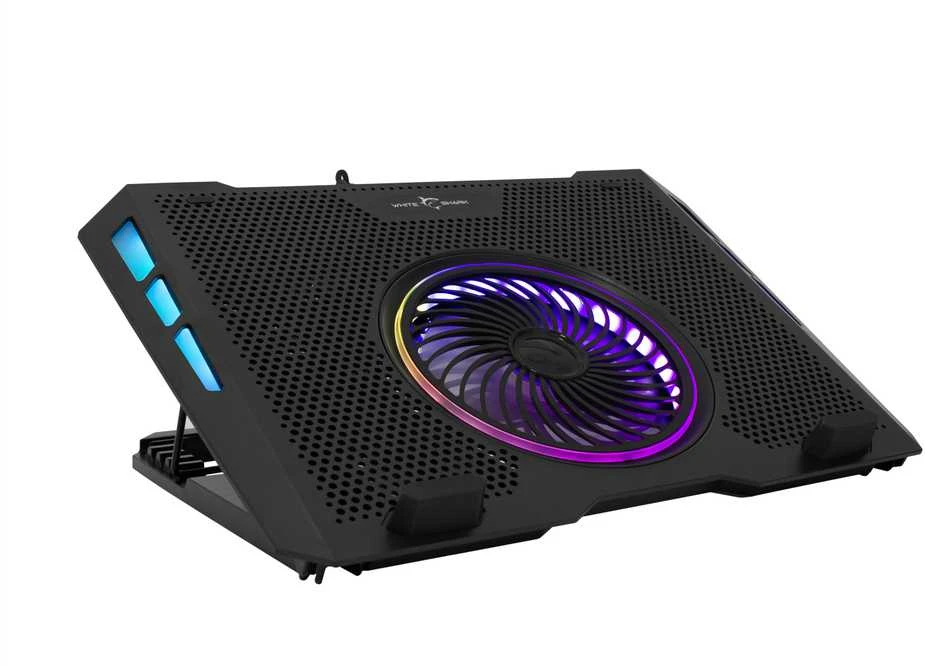White Shark Baltas Shark Baltas Shark COOLING PAD, AURORA / 5 Fans RGB, Juodas (GCP-13)