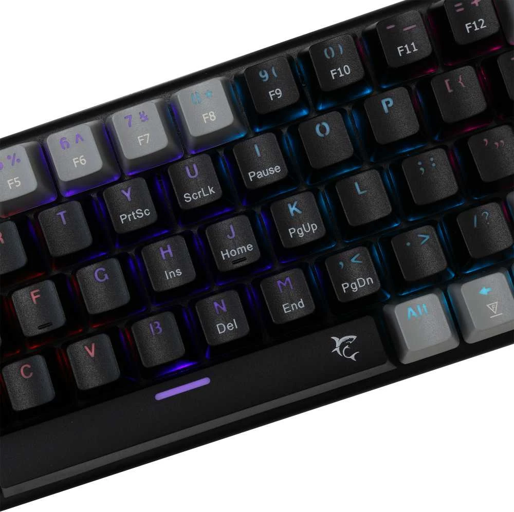 White Shark Mėlyna Klaviatūra žaidimams Baltas Shark Wakizashi Mėlyna su laidu mechaninė su pašvietimu juoda-pilka