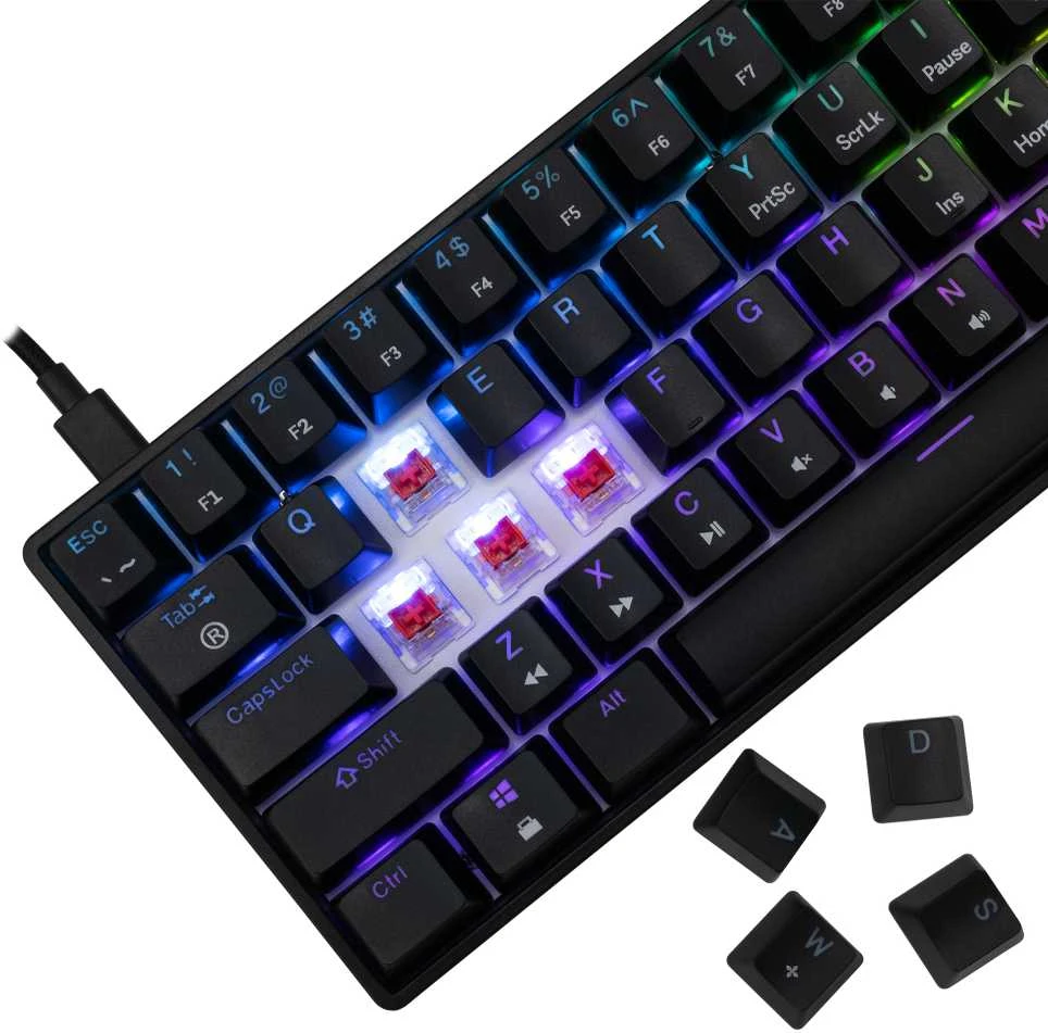 White Shark Klaviatūra žaidimams Baltas Shark Shinobi Raudona su laidu mechaninė su pašvietimu juoda