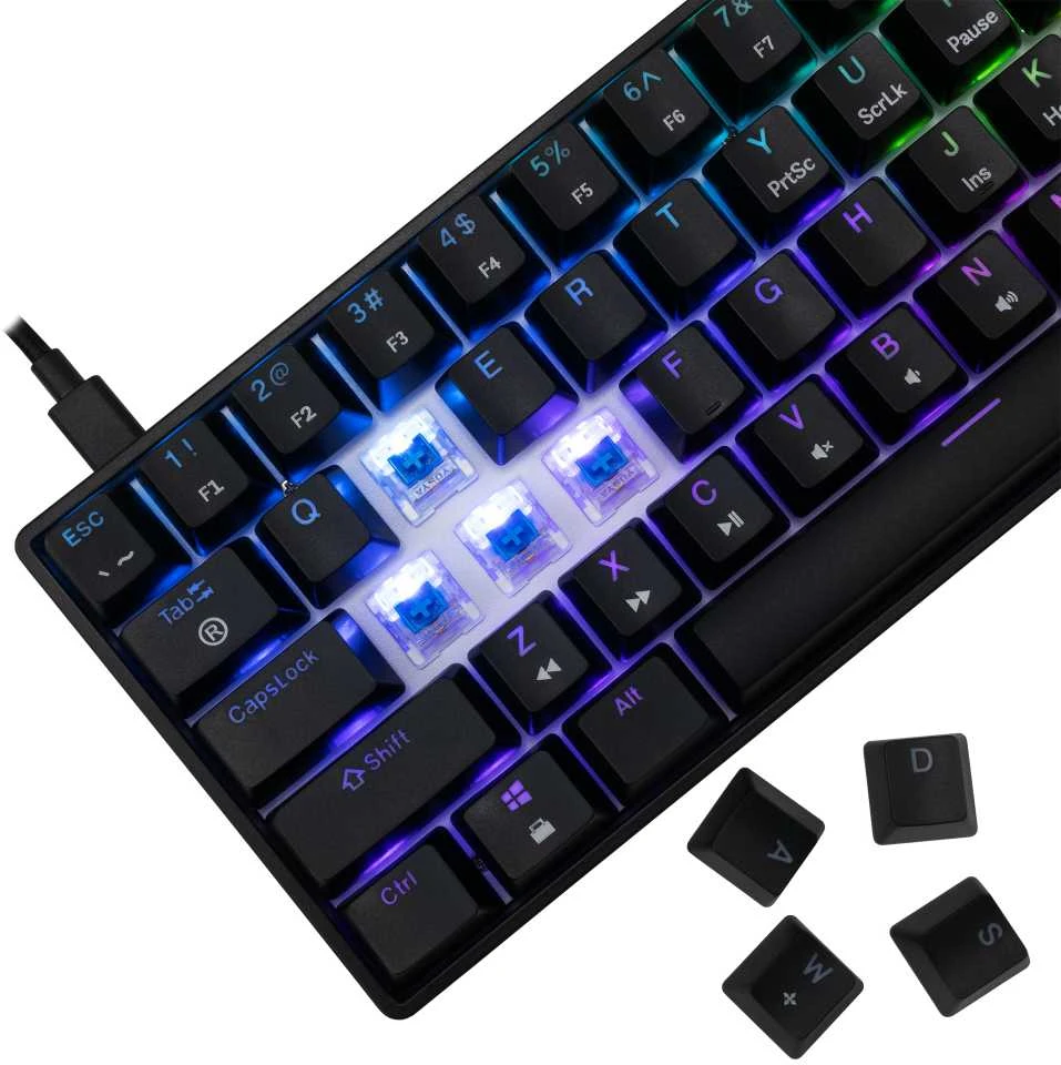 White Shark Mėlyna Klaviatūra žaidimams Baltas Shark Shinobi Mėlyna su laidu mechaninė su pašvietimu juoda