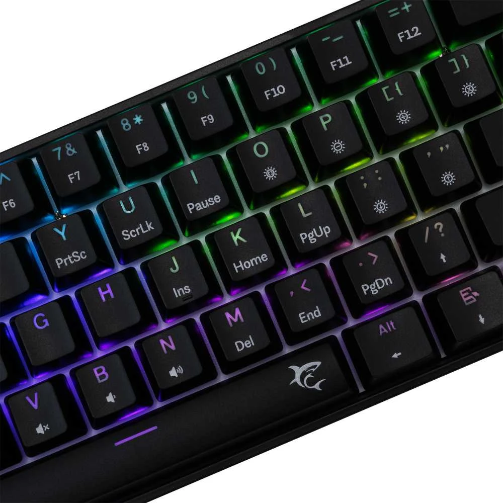 White Shark Mėlyna Klaviatūra žaidimams Baltas Shark Shinobi Mėlyna su laidu mechaninė su pašvietimu juoda