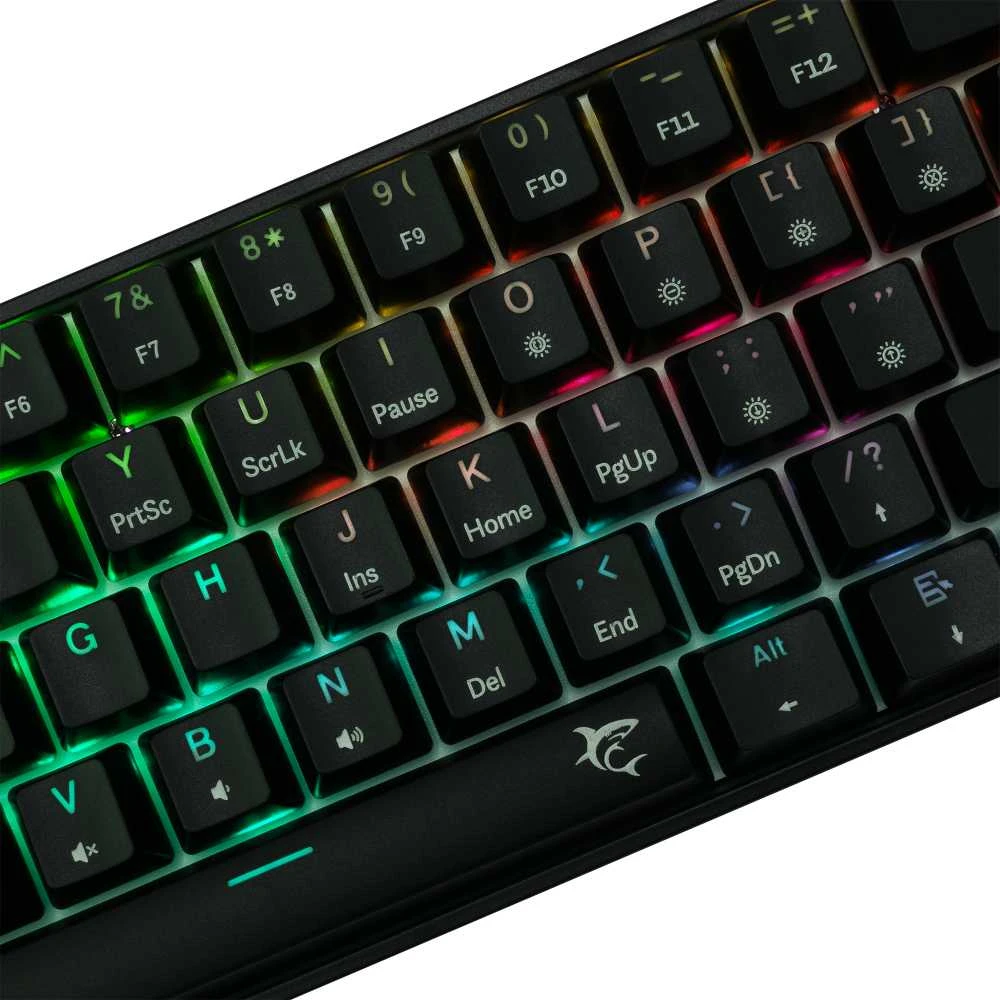 White Shark Klaviatūra žaidimams Baltas Shark Shinobi Brown su laidu mechaninė su pašvietimu juoda