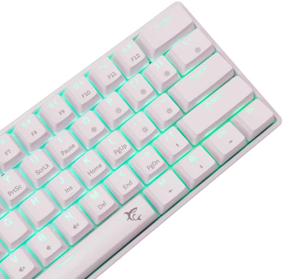White Shark Klaviatūra žaidimams Baltas Shark Shinobi Raudona su laidu mechaninė su pašvietimu balta