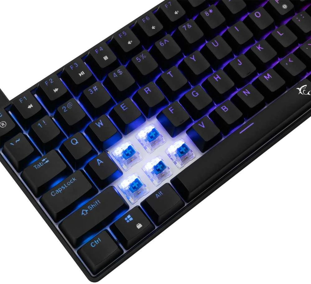 White Shark Baltas Shark Baltas Shark HAMACHI Gaming Membrane Klaviatūra, RGB Lighting, Mėlyna Switch, US išdėstymas, Juodas (GK-1927)