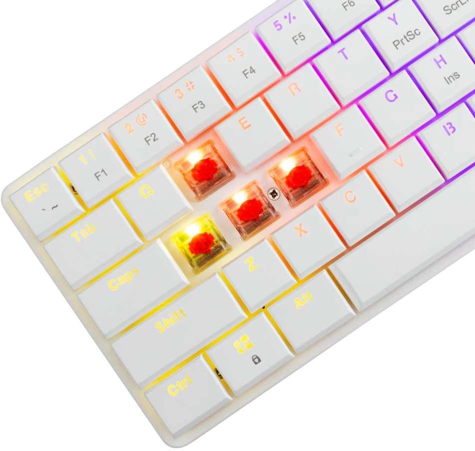 White Shark Baltas Shark Baltas Shark gaming mechaninė klaviatūra NAGAMAKI, US išdėstymas, red switch, baltos spalvos (GK-006211)