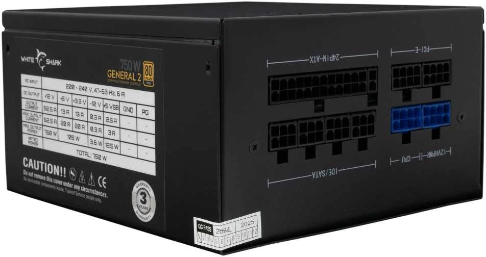 White Shark „Baltas Shark Baltas Shark GPSU-750W General-2 750W 80+ GOLD“ pilnai modulinis