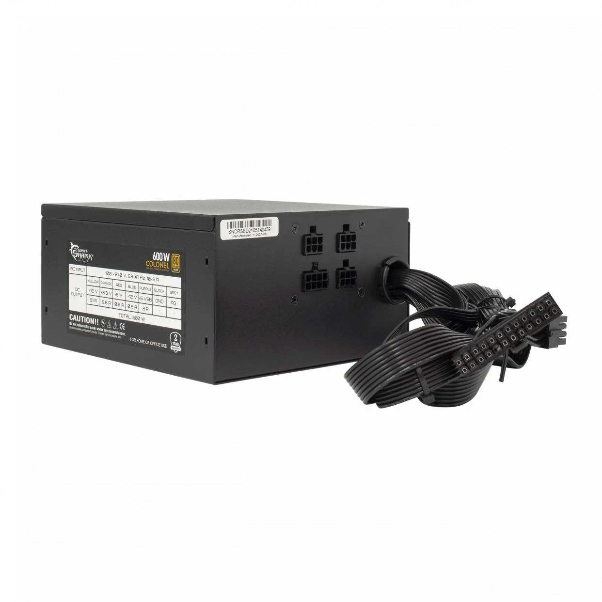 White Shark Baltas Shark Baltasis ryklys GPSU-B600S pulkininkas 600 W 80+ bronzos pusiau modulinis