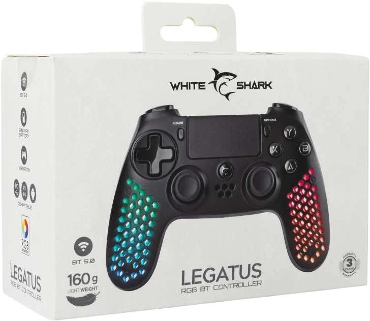White Shark Baltas Shark Baltas Shark Wireless Gamepad LEGATUS, for PC, PS3/PS4, Android, iOS, juodos spalvos
