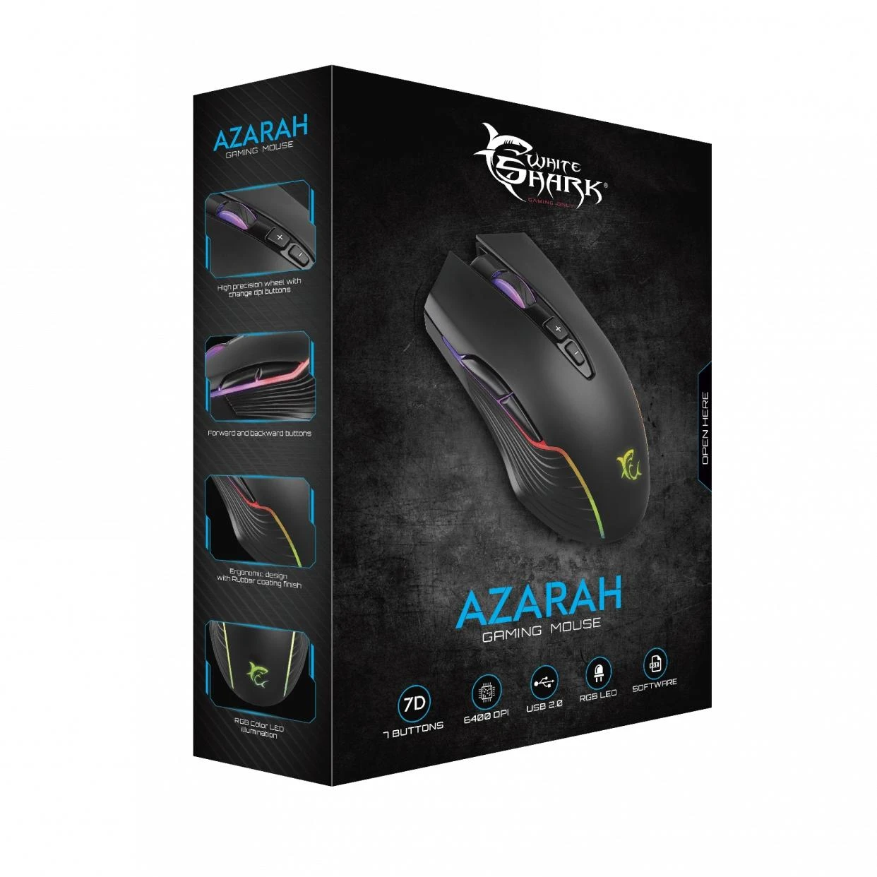 Žaidimų pelė White Shark Azarah su RGB pašvietimu