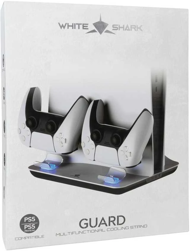 White shark „Baltas Shark Baltas Shark PS5-05102V2 Guard-2 PS5“ aušinimo kilimėlis, įkrovimo stotelė
