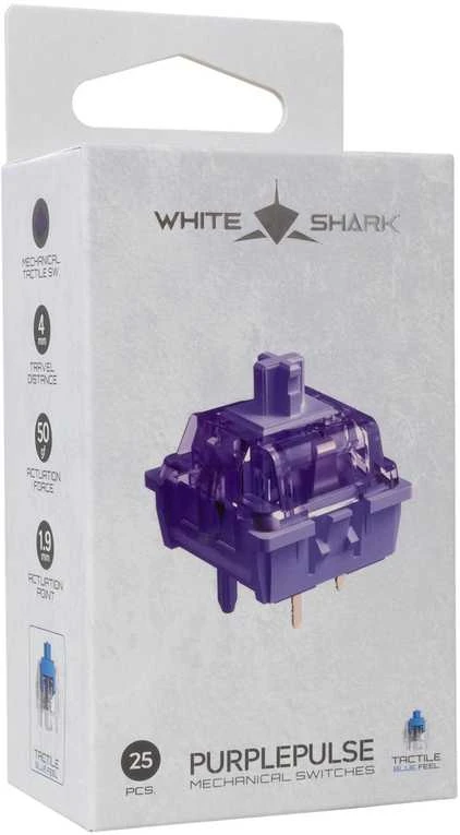 White shark Baltas Shark Baltas Shark Purplepulse Mechaninė Switches 25 pcs.