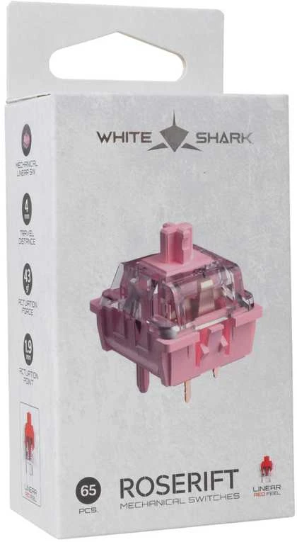 White shark Baltas Shark Baltas Shark Roserift Mechaninė Switches 65 pcs.