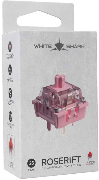 White shark Baltas Shark Baltas Shark Roserift Mechaninė Switches 25 pcs.