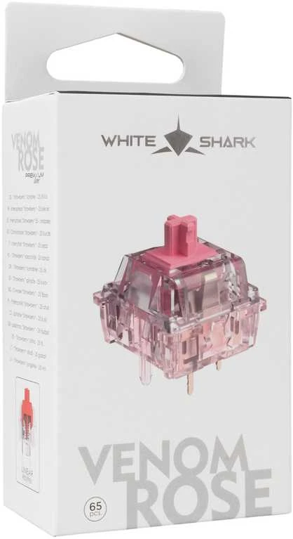 White shark Baltas Shark Baltas Shark Venom Rose Mechaninė Switches 65 pcs.