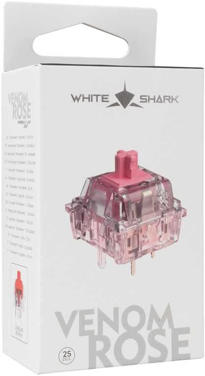White shark Baltas Shark Baltas Shark Venom Rose Mechaninė Switches 25 pcs.