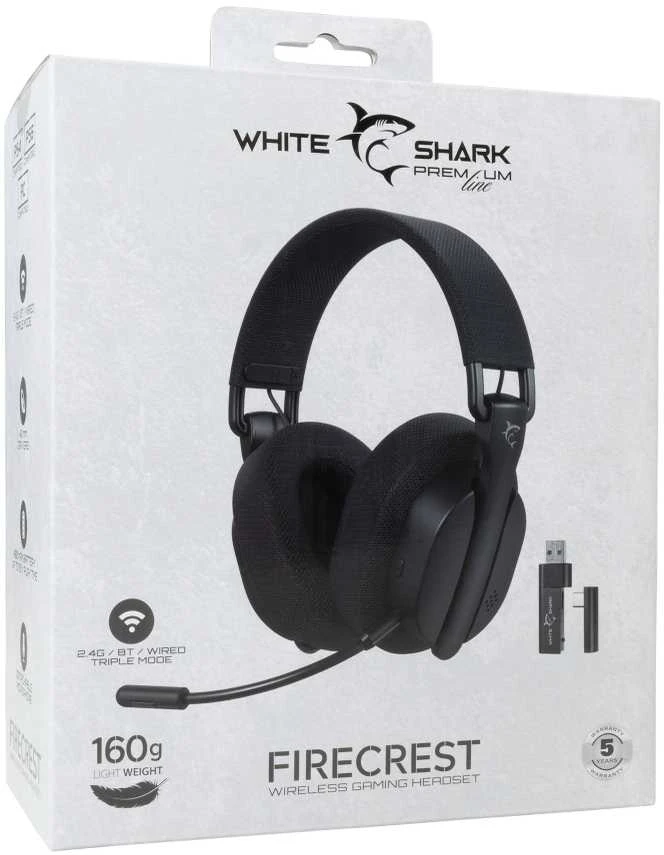 Ausinės White Shark Shark Baltasis ryklys WGH-2444 Firecrest Juodas