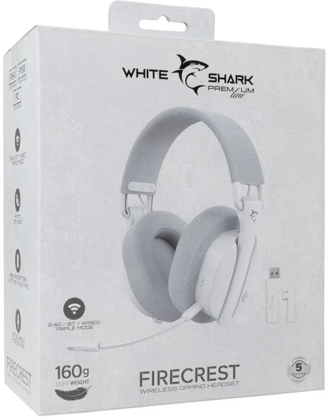 Ausinės White Shark Baltas Shark WGH-2444 Firecrest Baltas