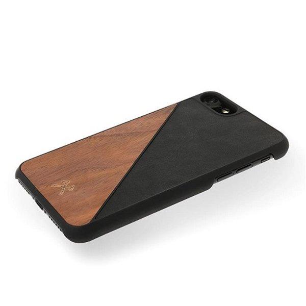 Dėklas Woodcessories EcoSplit medinis+odinis iPhone 7+ / 8+ riešuto/juodo eco249