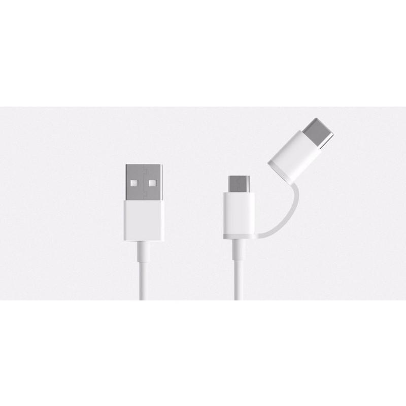„Mi 2-in-1“ USB laidas („Micro USB“ iki C tipo) „Xiaomi USB-A“, C tipas