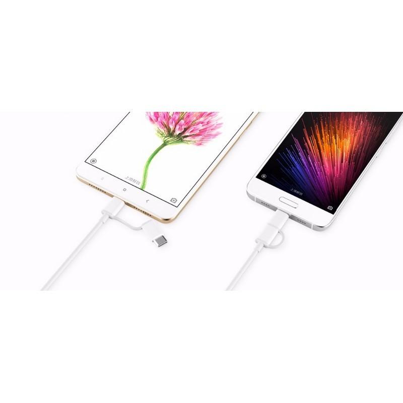 „Mi 2-in-1“ USB laidas („Micro USB“ iki C tipo) „Xiaomi USB-A“, C tipas