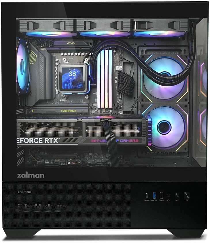 Zalman CHRONIX V2, ATX Mid Tower PC Case, 3 x 120mm ARGB Fans, Juodas