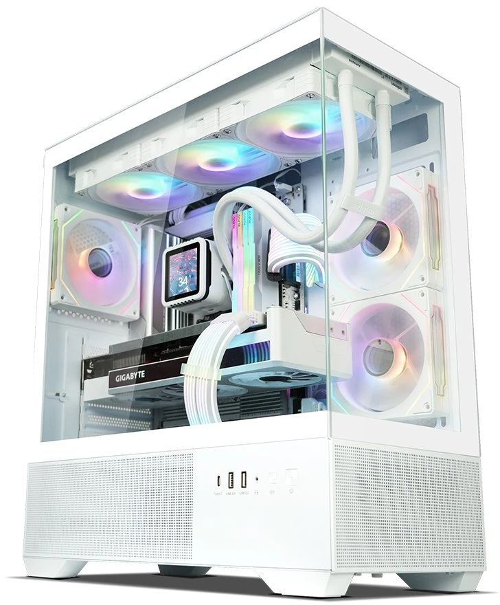 Zalman CHRONIX V2, ATX Mid Tower PC Case, 3 x 120mm ARGB Fans, Baltas