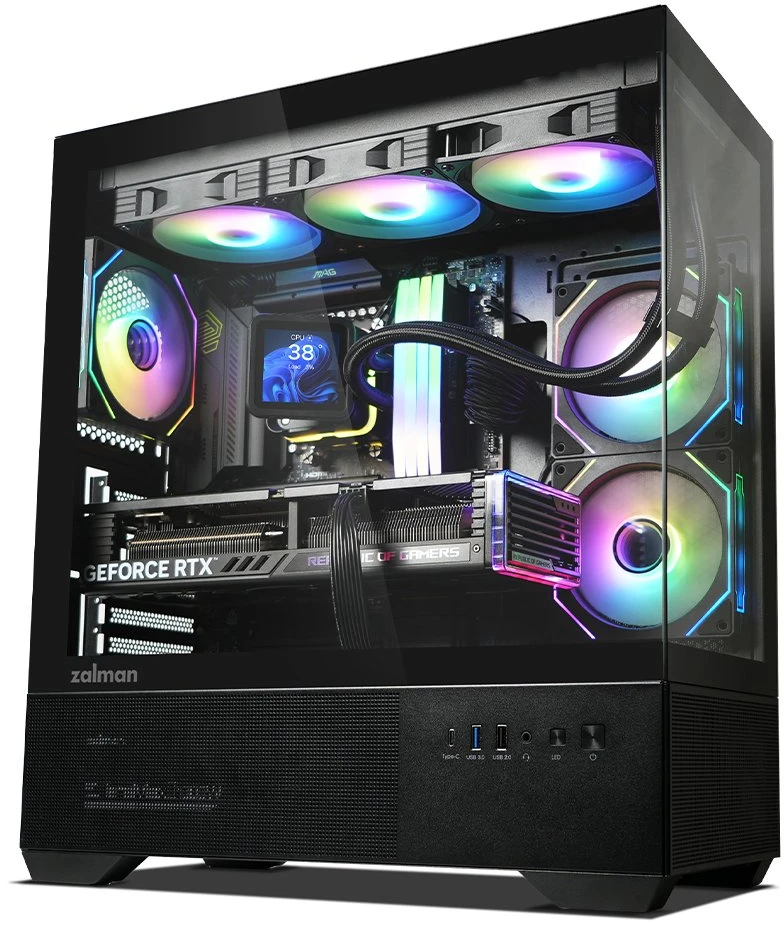 Zalman CHRONIX V2, ATX Mid Tower PC Case, 3 x 120mm ARGB Fans, Juodas