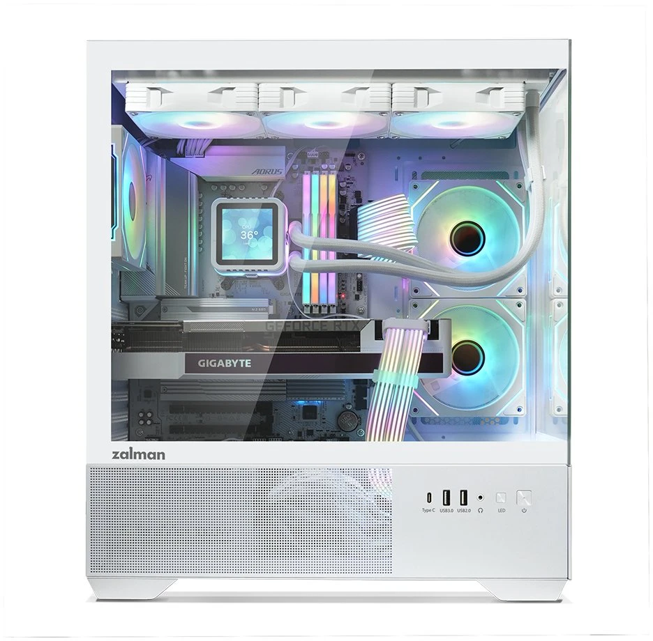 Zalman CHRONIX V2, ATX Mid Tower PC Case, 3 x 120mm ARGB Fans, Baltas
