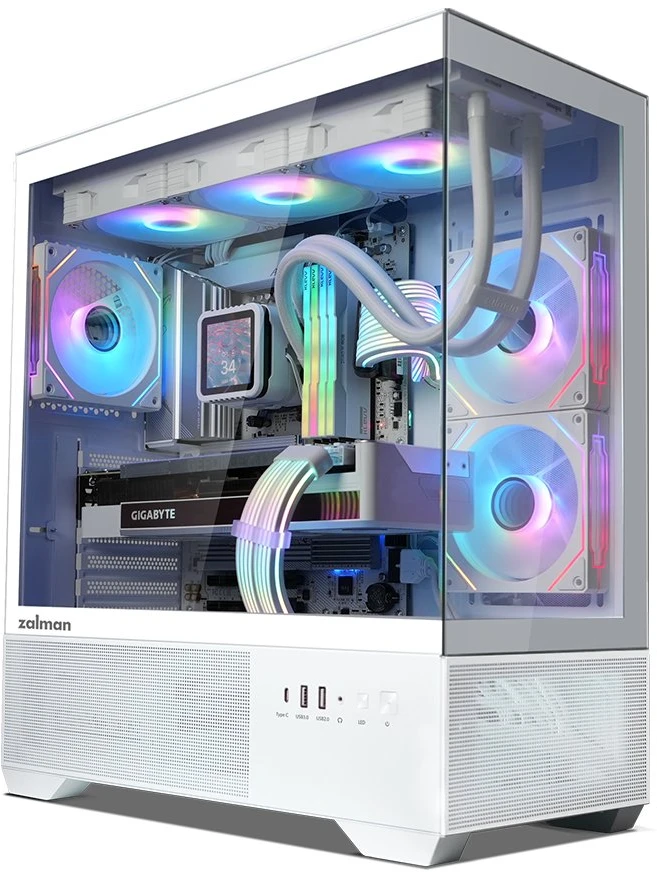 Zalman CHRONIX V2, ATX Mid Tower PC Case, 3 x 120mm ARGB Fans, Baltas
