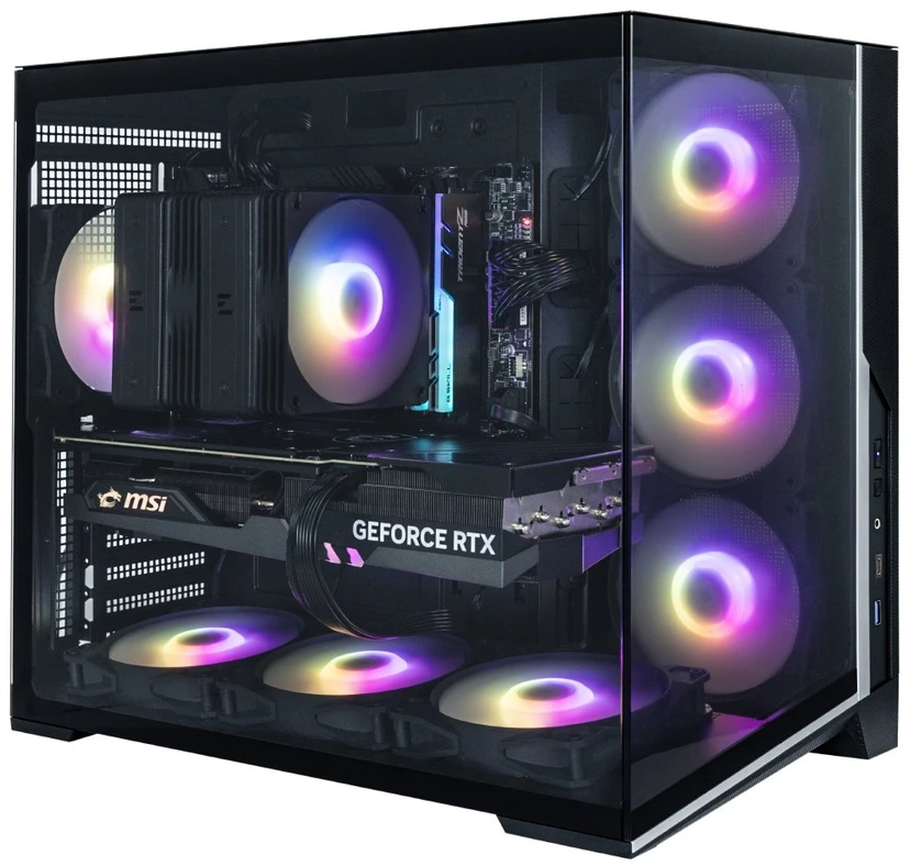 Zalman D40, ATX Mid Tower PC Case, 7 x 120mm ARGB Fans, Juodas