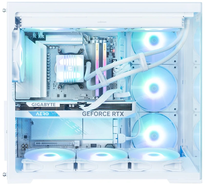 Zalman D40, ATX Mid Tower PC Case, 7 x 120mm ARGB Fans, Baltas