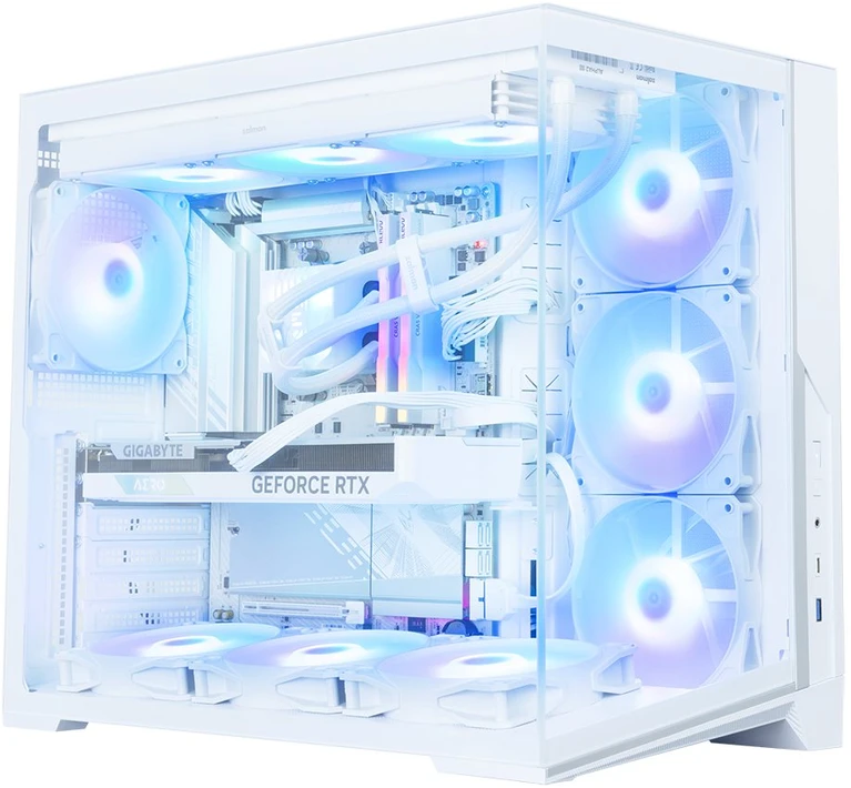 Zalman D40, ATX Mid Tower PC Case, 7 x 120mm ARGB Fans, Baltas