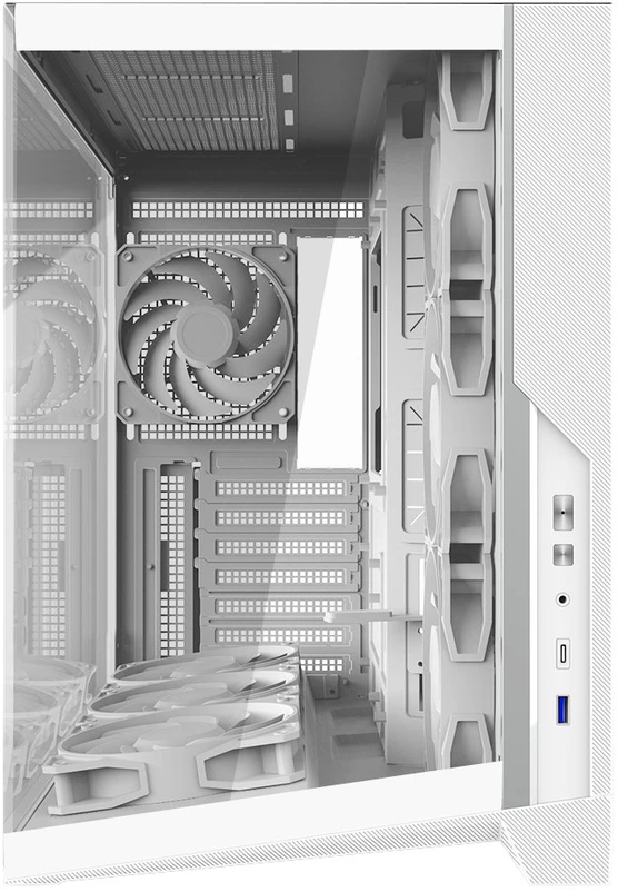 Zalman D40, ATX Mid Tower PC Case, 7 x 120mm ARGB Fans, Baltas