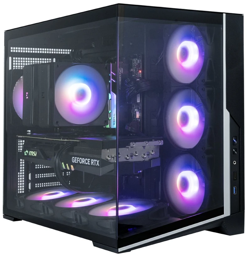 Zalman D40, ATX Mid Tower PC Case, 7 x 120mm ARGB Fans, Juodas