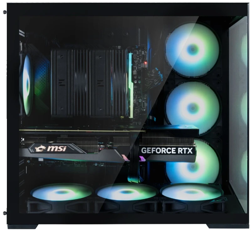 Zalman D40, ATX Mid Tower PC Case, 7 x 120mm ARGB Fans, Juodas