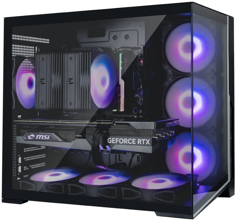 Zalman D40, ATX Mid Tower PC Case, 7 x 120mm ARGB Fans, Juodas