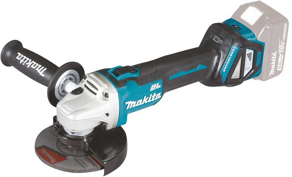 Makita DGA511Z Akumuliatorinis kampinis šlifuoklis, greičio reguliavimas 3000-8500min-1, 18V, ø125mm, komplektuojama be akumuliatorių ir kroviklio!