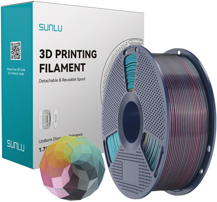 Sunlu PLA+ Silk Forth-Color Filament (red-yellow-žalias-juodas)