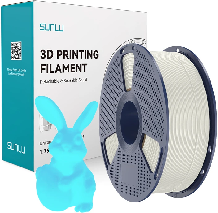 Sunlu PLA Glow-in-the-Dark Filament (Baltas and Mėlyna)
