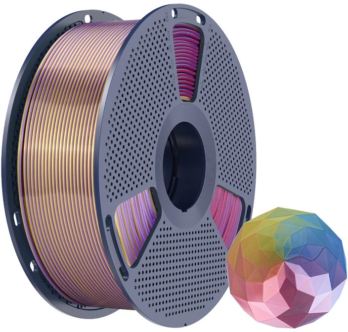 Sunlu PLA+ Silk Forth-Color Filament (mėlynas-violetinė-red-auksinis)