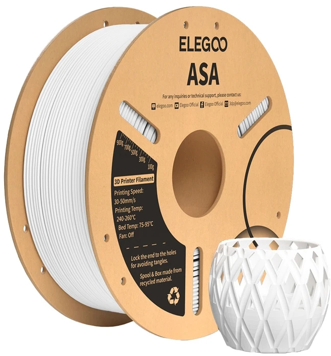 ASA ELEGOO Filament balta