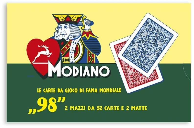 ''98'' Pokerio Kortų 2 Kaladžių Rinkinys Modiano (Raudonos Ir Mėlynos)