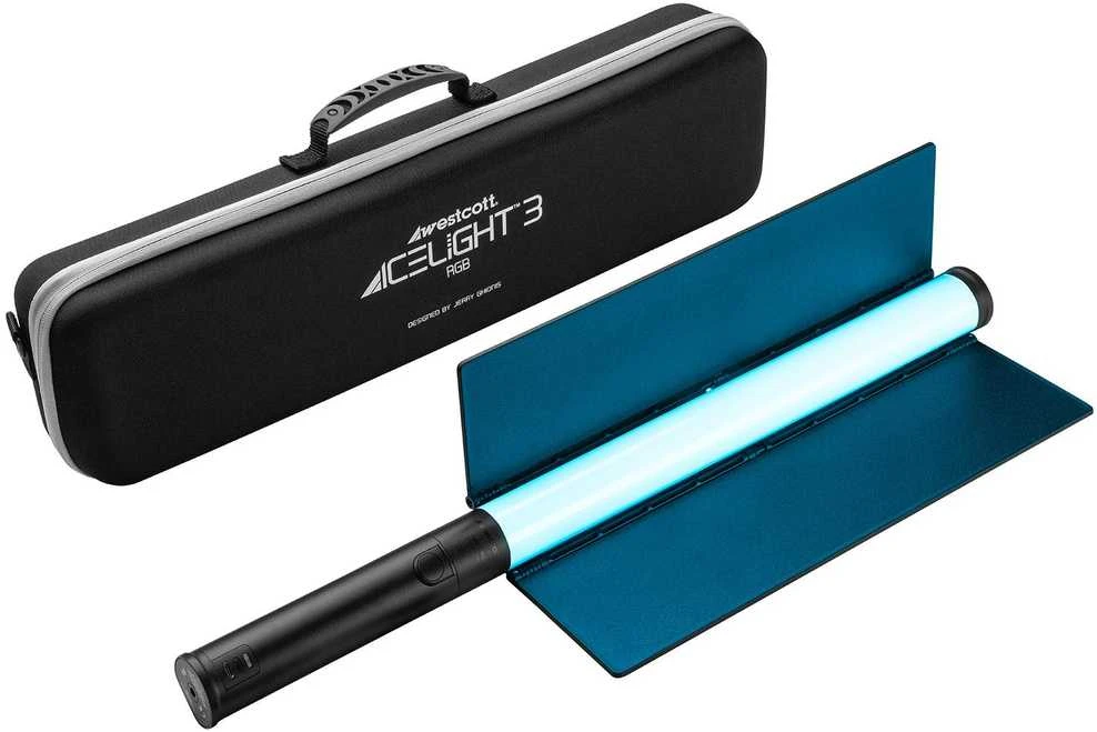 Multiblitz Acme United Corporation Apšvietimo Įranga - WESTCOTT Tuba LED Ice Light 3 RGBWW Rinkinys, Nešiojamas LED Šviesos Šaltinis su Barndoorais, Juodas