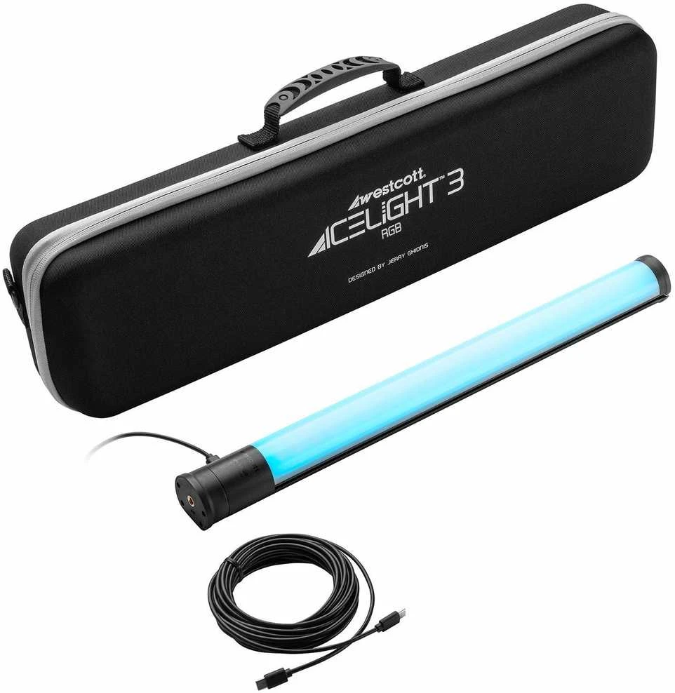 Multiblitz „Acme United Corporation“ Apšvietimo įranga - WESTCOTT Tuba LED Ice Light 3 RGBWW 2700K–6500K USB-C Juoda