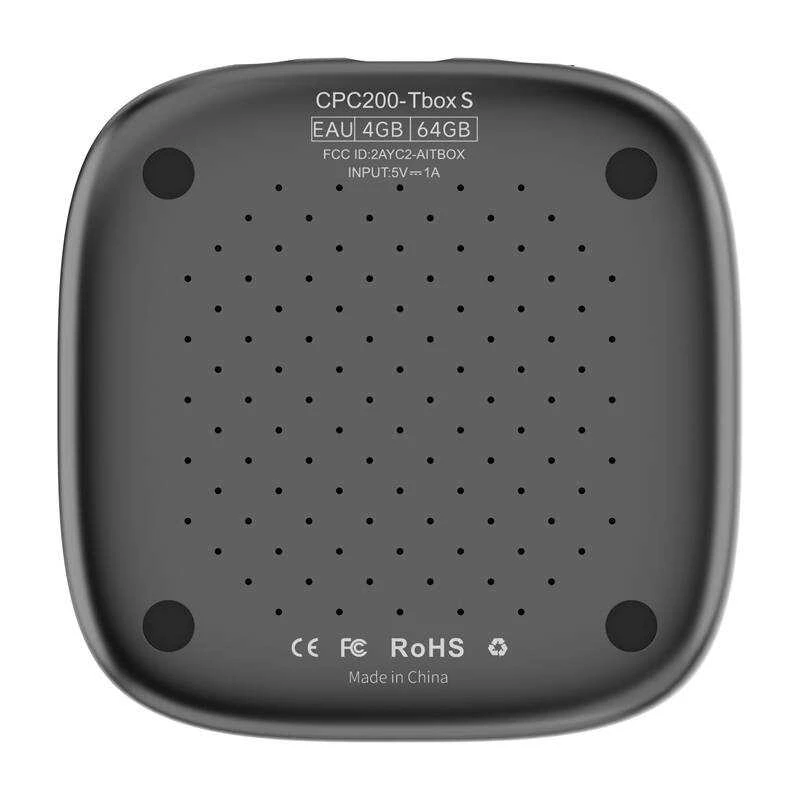 Carlinkit Tbox S adapteris – apatinė pusė su techninėmis savybėmis